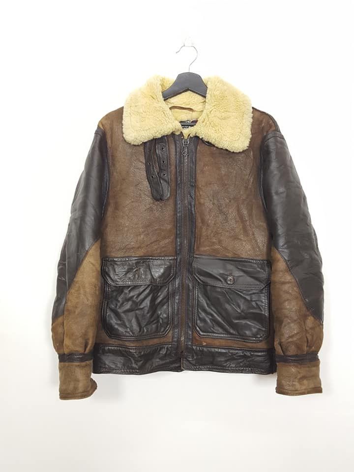 Schott B-3 ANJ-4 Sheepskin Shearling 2 Tone Aviator Flight Jacket Size US M / EU 48-50 / 2 - 10 Thumbnail