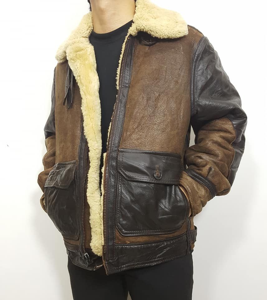 Schott B-3 ANJ-4 Sheepskin Shearling 2 Tone Aviator Flight Jacket Size US M / EU 48-50 / 2 - 1 Thumbnail