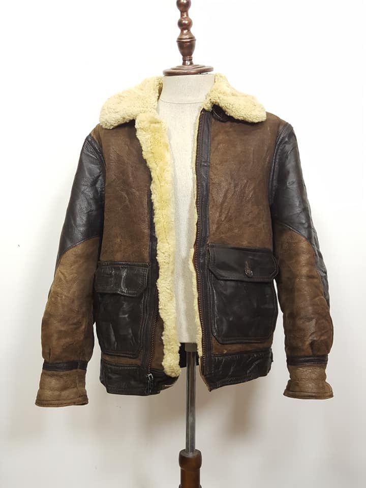 Schott B-3 ANJ-4 Sheepskin Shearling 2 Tone Aviator Flight Jacket Size US M / EU 48-50 / 2 - 4 Thumbnail