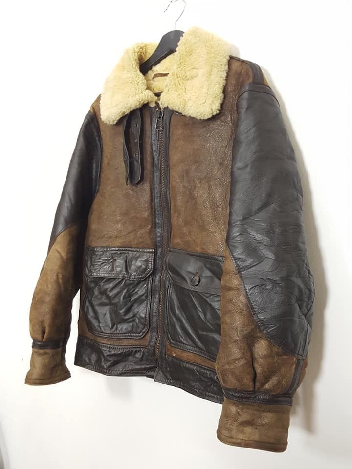 Schott B-3 ANJ-4 Sheepskin Shearling 2 Tone Aviator Flight Jacket Size US M / EU 48-50 / 2 - 9 Thumbnail