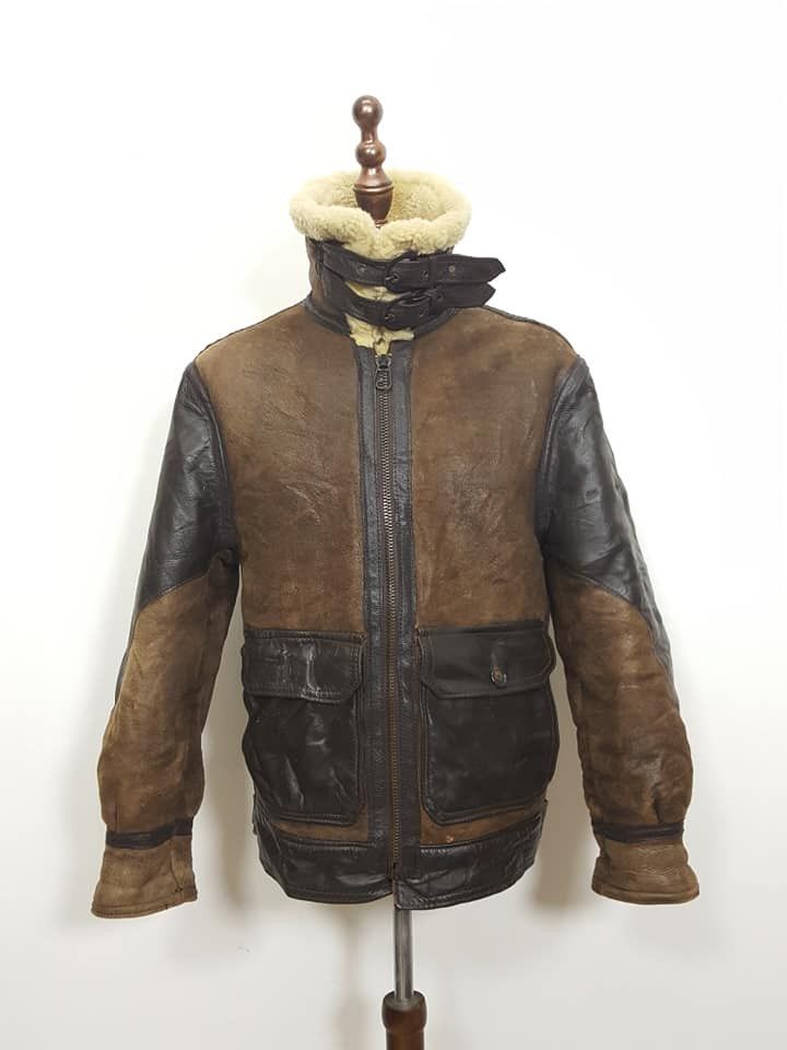 Schott B-3 ANJ-4 Sheepskin Shearling 2 Tone Aviator Flight Jacket Size US M / EU 48-50 / 2 - 5 Thumbnail