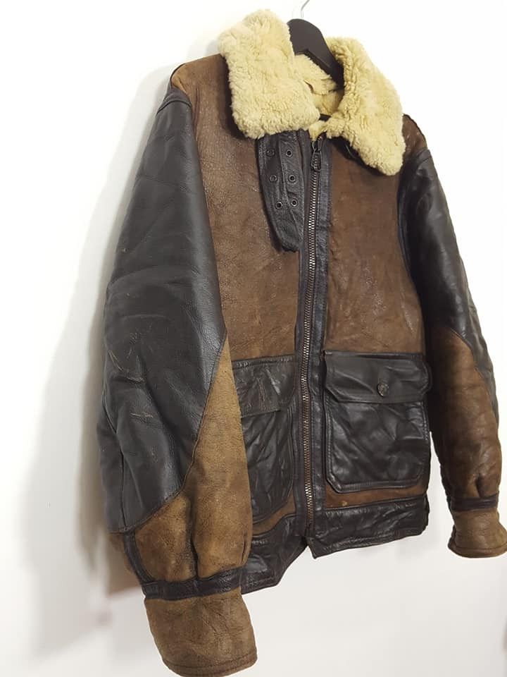 Schott B-3 ANJ-4 Sheepskin Shearling 2 Tone Aviator Flight Jacket Size US M / EU 48-50 / 2 - 8 Thumbnail