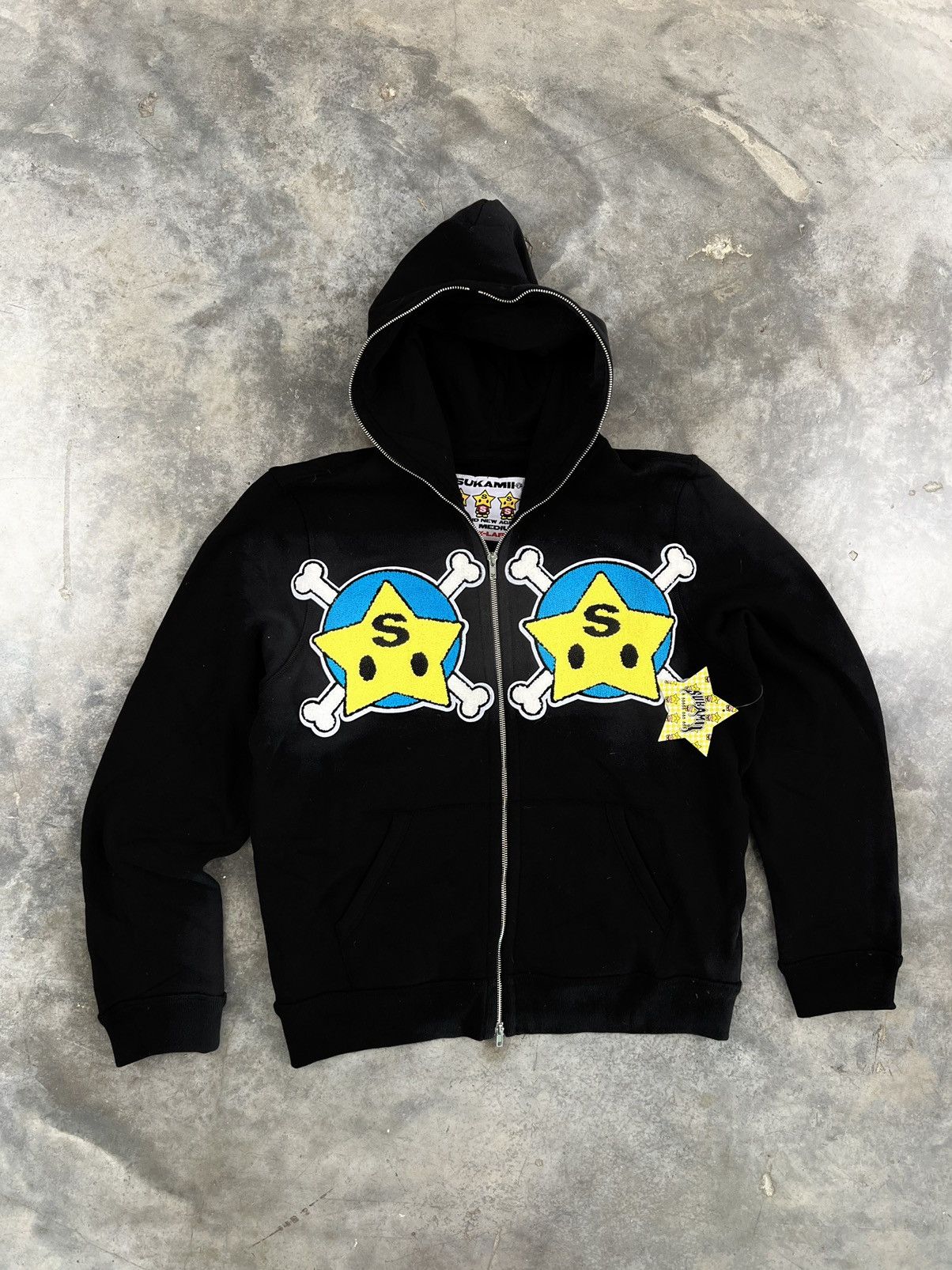image of Og Sukamii Double Patch Logo Hoodie Black XL Star Boy, Men's