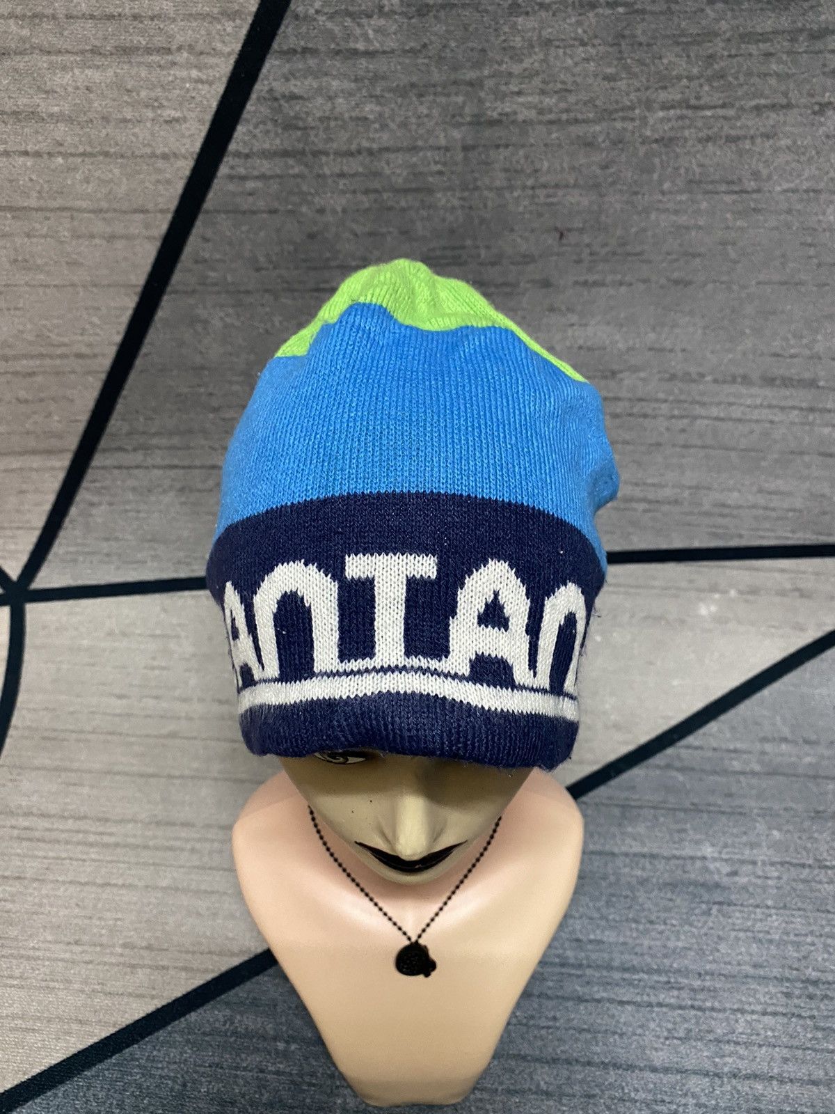 Japanese Brand Pantanal Big Logo Striped 3 Colour Beanie Hat Size ONE SIZE - 2 Thumbnail