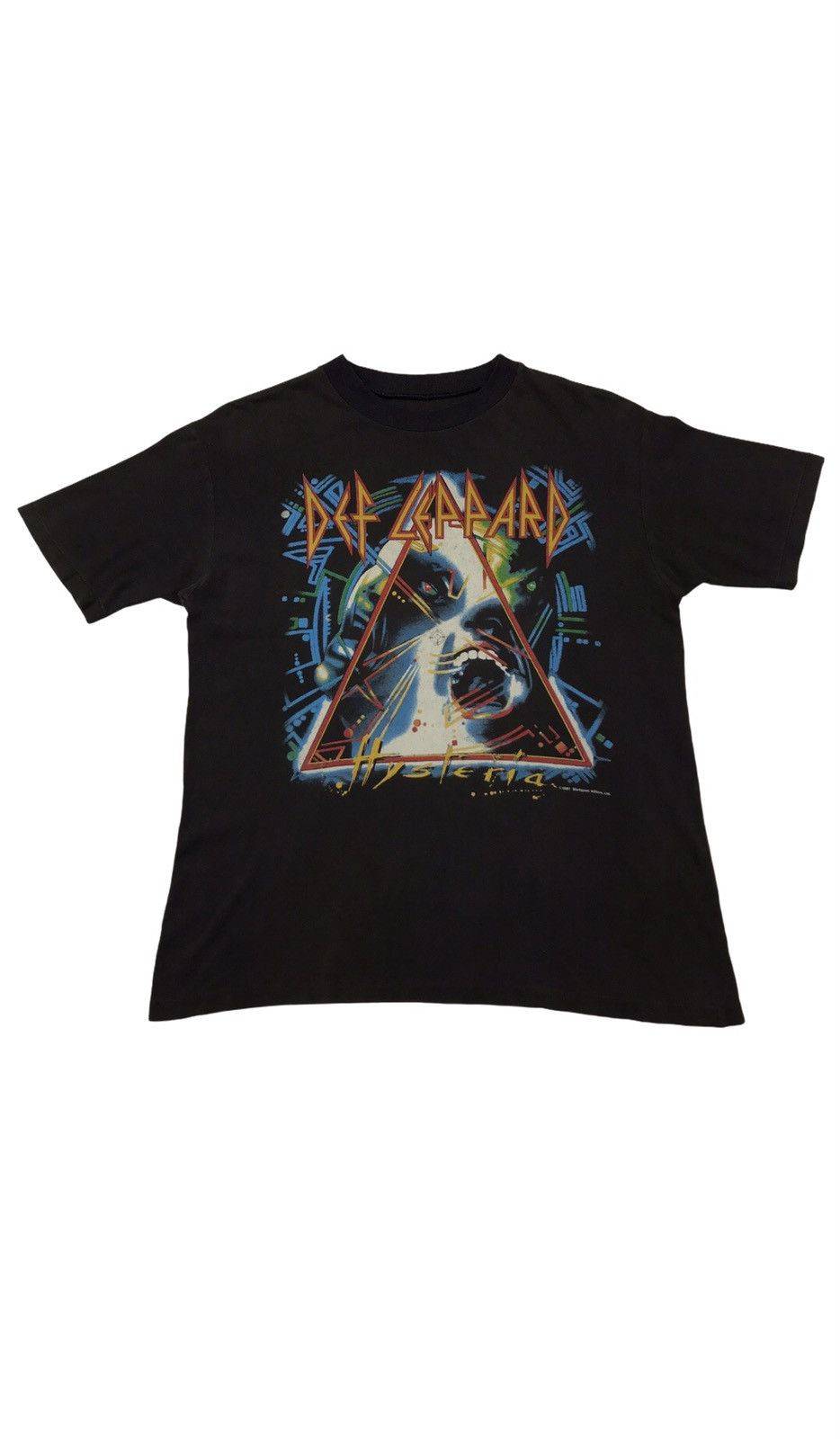image of Band Tees x Def Leppard Vintage 80's Def Leppard Hysteria Promo Tour T-Shirt in Black (Size Medium)