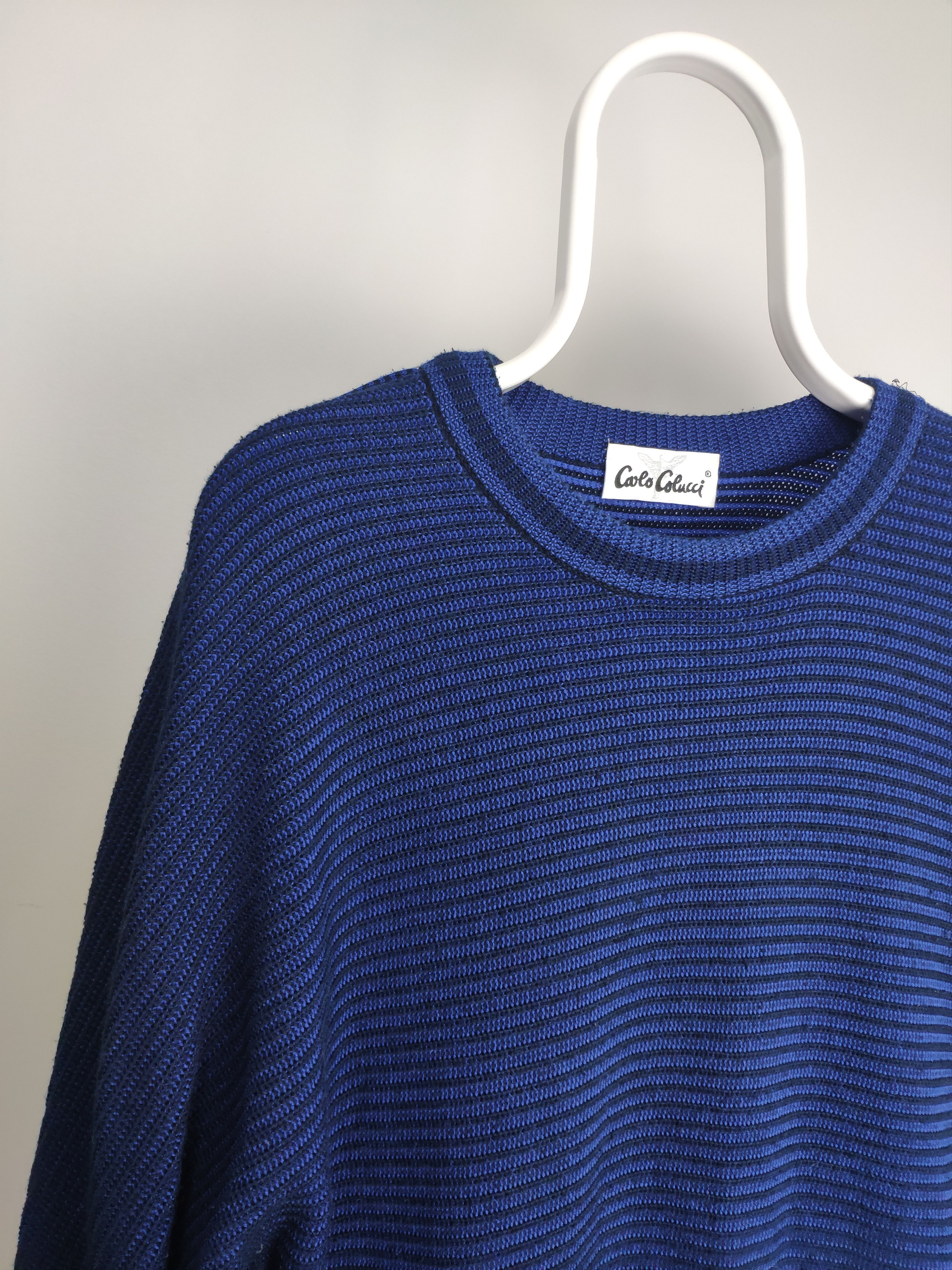 Carlo Colucci × Designer × Vintage Carlo Colucci vintage sweater jumper knitwear basic blue Size US XL / EU 56 / 4 - 2 Thumbnail