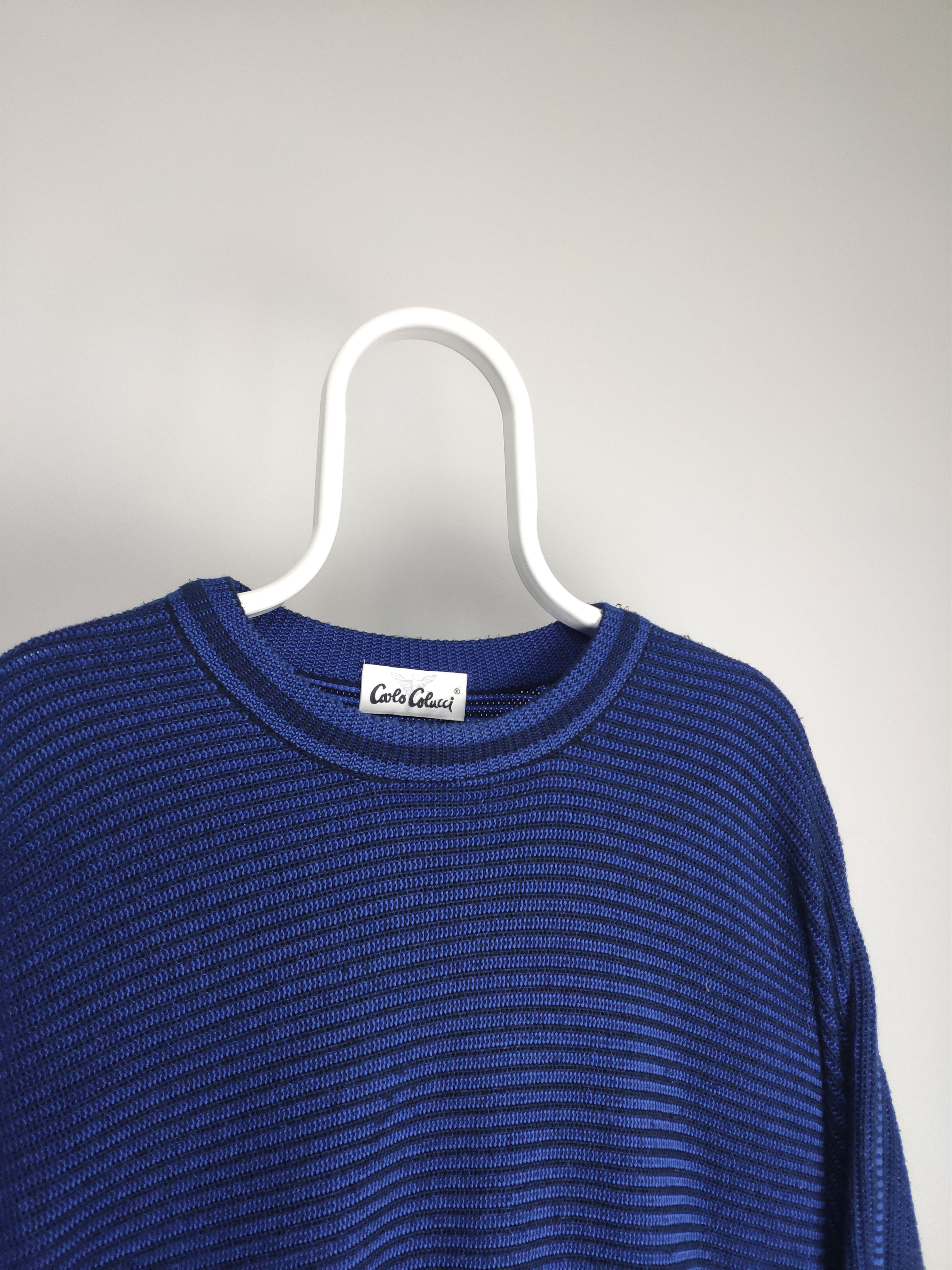 Carlo Colucci × Designer × Vintage Carlo Colucci vintage sweater jumper knitwear basic blue Size US XL / EU 56 / 4 - 4 Thumbnail