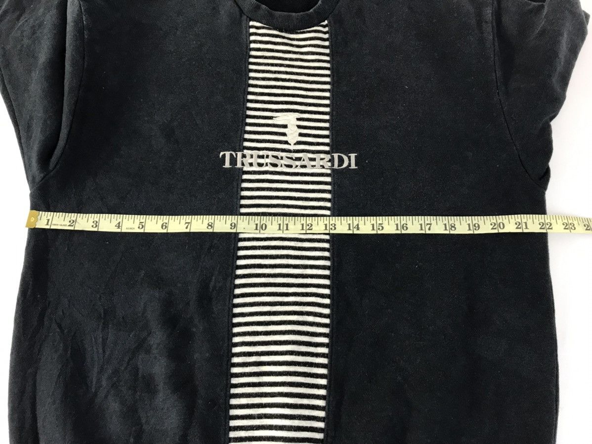 Trussardi × Vintage Hype 90s Trussardi Sweatshirt Crew Neck Striped Chest Size US L / EU 52-54 / 3 - 8 Thumbnail