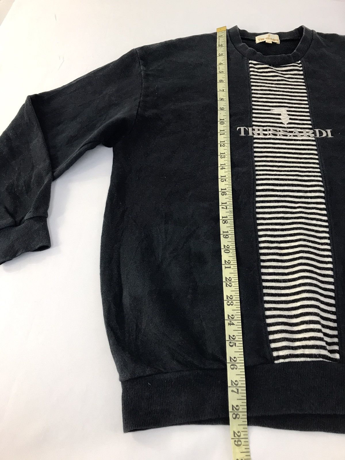 Trussardi × Vintage Hype 90s Trussardi Sweatshirt Crew Neck Striped Chest Size US L / EU 52-54 / 3 - 9 Thumbnail