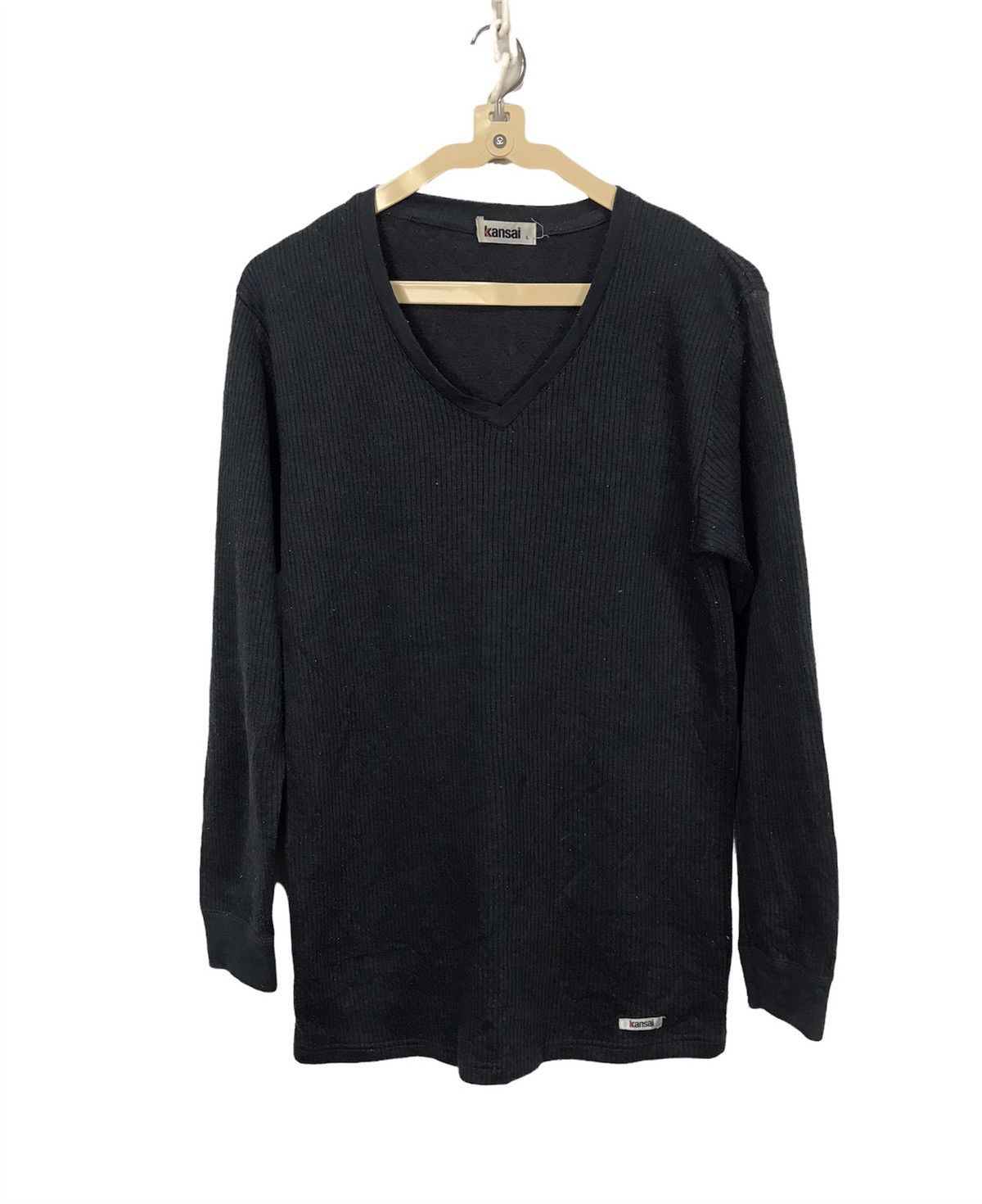 Japanese Brand × Kansai Yamamoto Kansai plain vneck long sleeve shirt by kansai Yamamoto Size US M / EU 48-50 / 2 - 1 Thumbnail