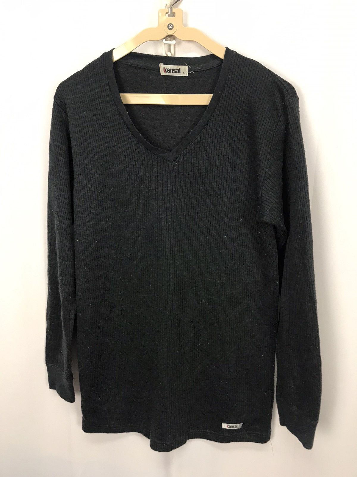 Japanese Brand × Kansai Yamamoto Kansai plain vneck long sleeve shirt by kansai Yamamoto Size US M / EU 48-50 / 2 - 6 Thumbnail