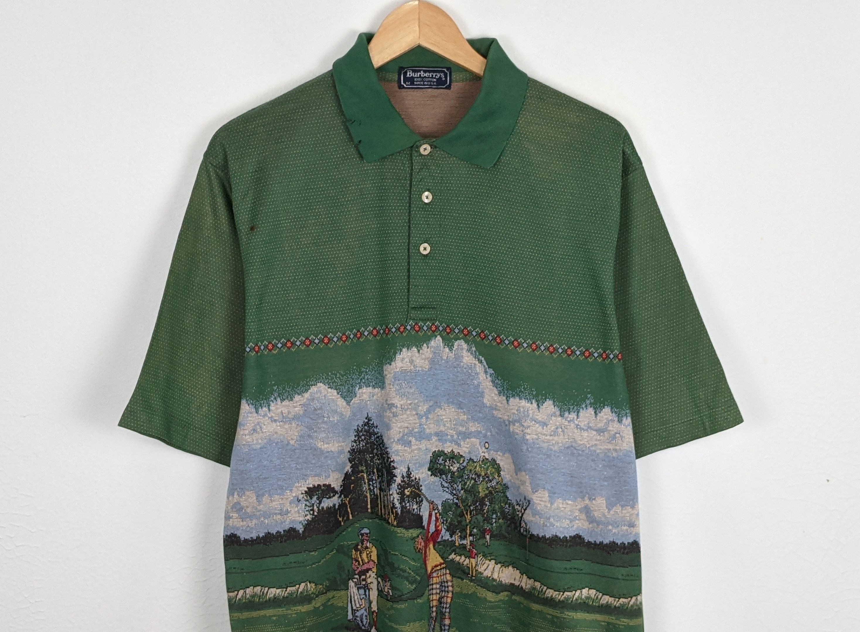 Burberry Vintage Burberrys Golf print polo shirt 80s 90s Size US M / EU 48-50 / 2 - 2 Thumbnail