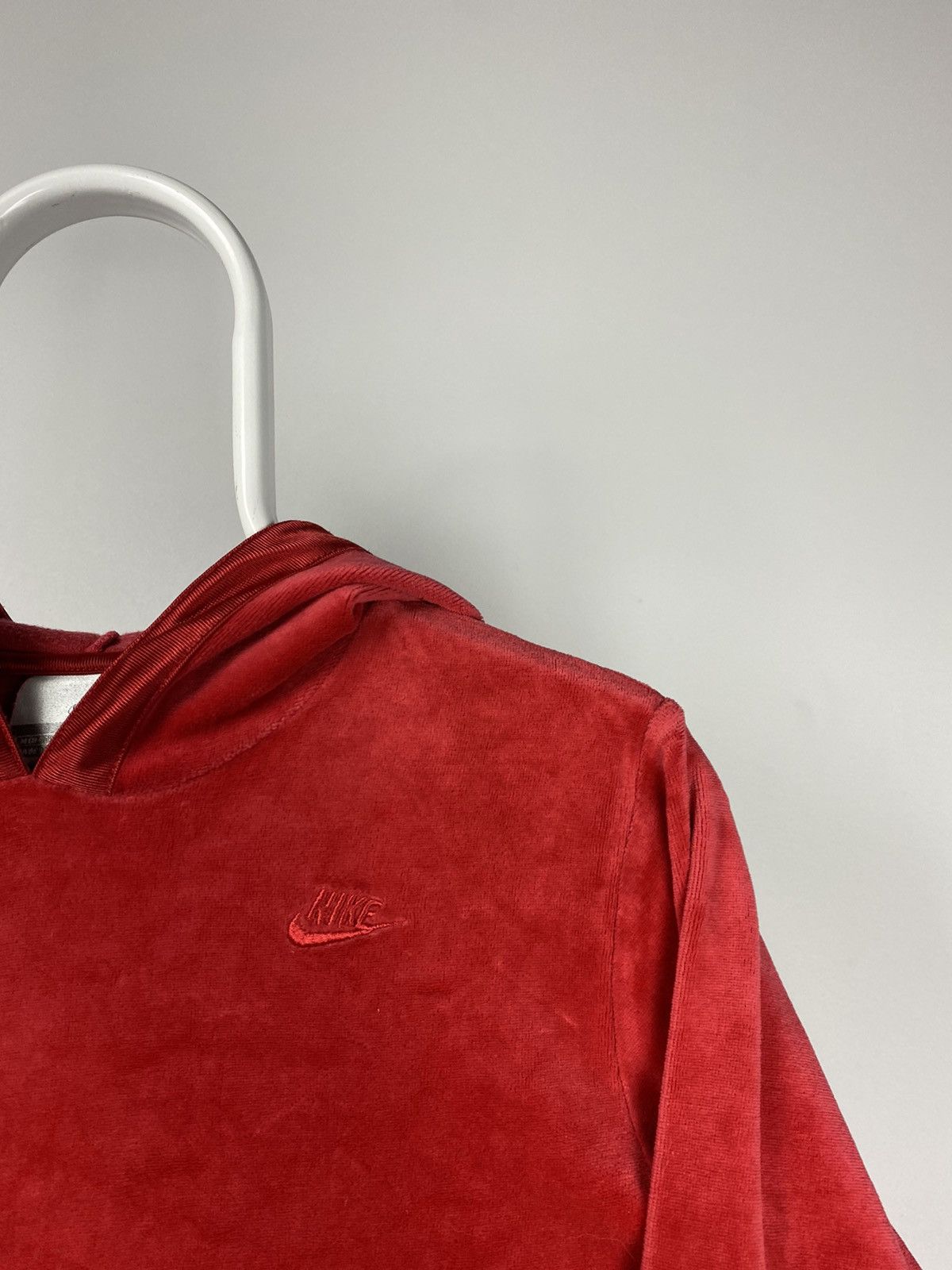 Nike × Vintage Nike vintage basic velour hoodie red small logo Size US S / EU 44-46 / 1 - 2 Thumbnail