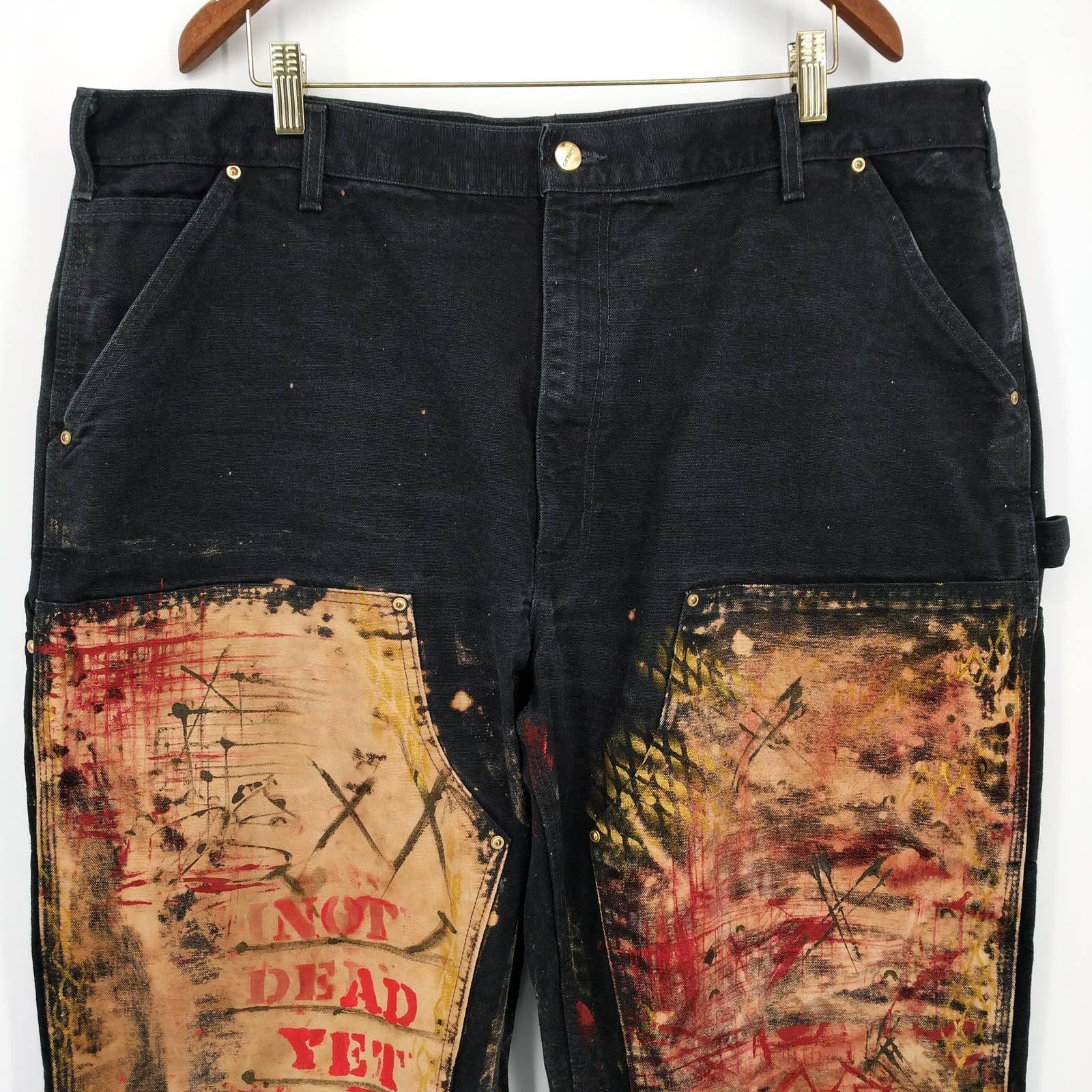 Carhartt × Carhartt Wip Carhartt Double-Knee Custom Paint Not Dead Yet Graffiti Pant Size US 42 / EU 58 - 3 Thumbnail