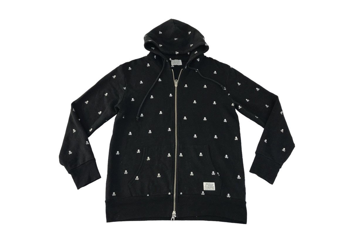 image of Vintage Stooges & Co Union Made Skull Head Logo Jacket Winter Wear in Black, Men's (Size Medium)