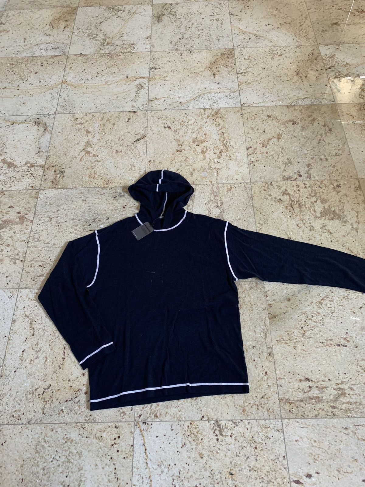 T by Alexander Wang Wool Navy White Stitch Pullover Hoodie Size US M / EU 48-50 / 2 - 1 Thumbnail