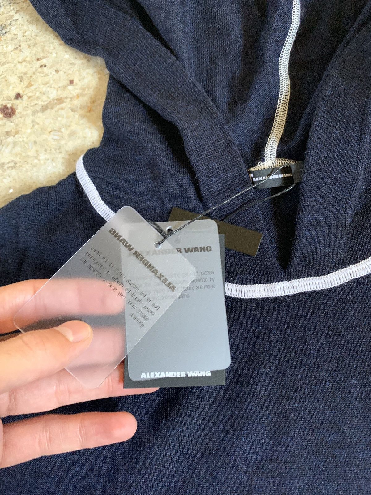 T by Alexander Wang Wool Navy White Stitch Pullover Hoodie Size US M / EU 48-50 / 2 - 11 Thumbnail