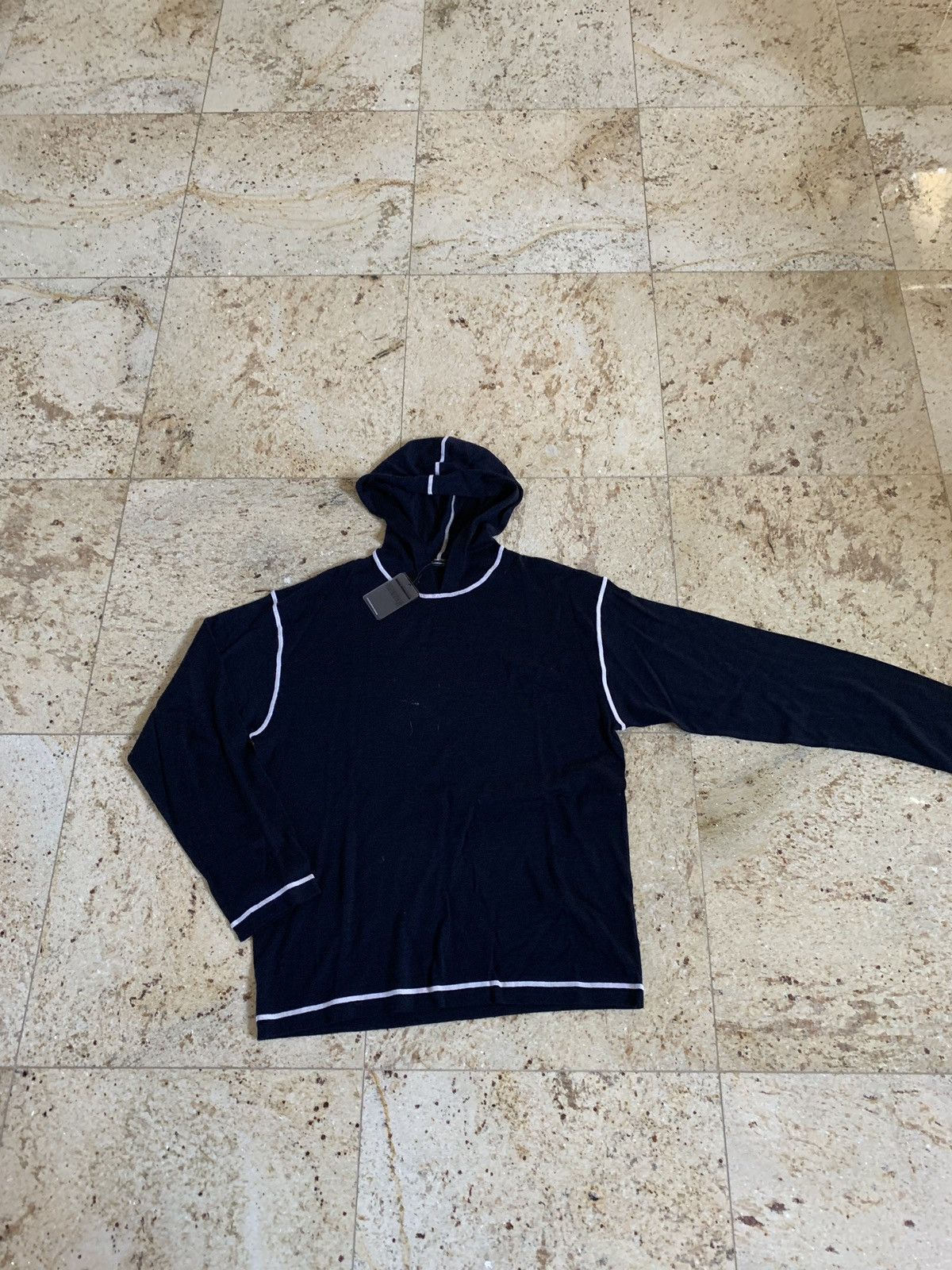 T by Alexander Wang Wool Navy White Stitch Pullover Hoodie Size US M / EU 48-50 / 2 - 2 Thumbnail