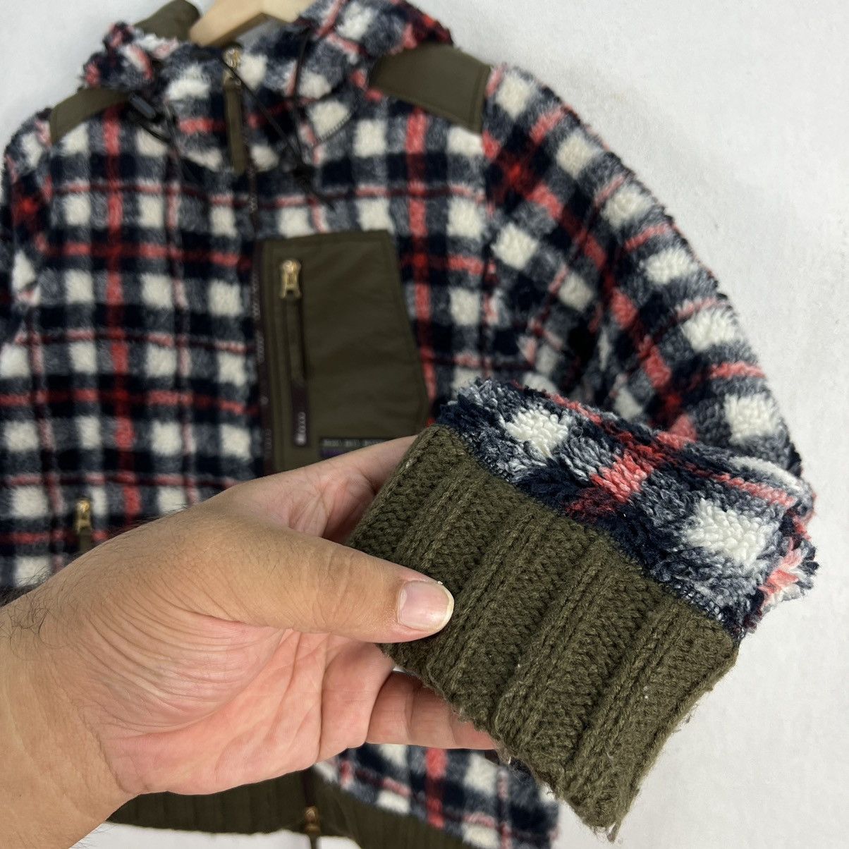 Japanese Brand RARE COLOUR CUBE SUGAR FLEECE JACKET TARTAN DESIGN Size US M / EU 48-50 / 2 - 7 Thumbnail