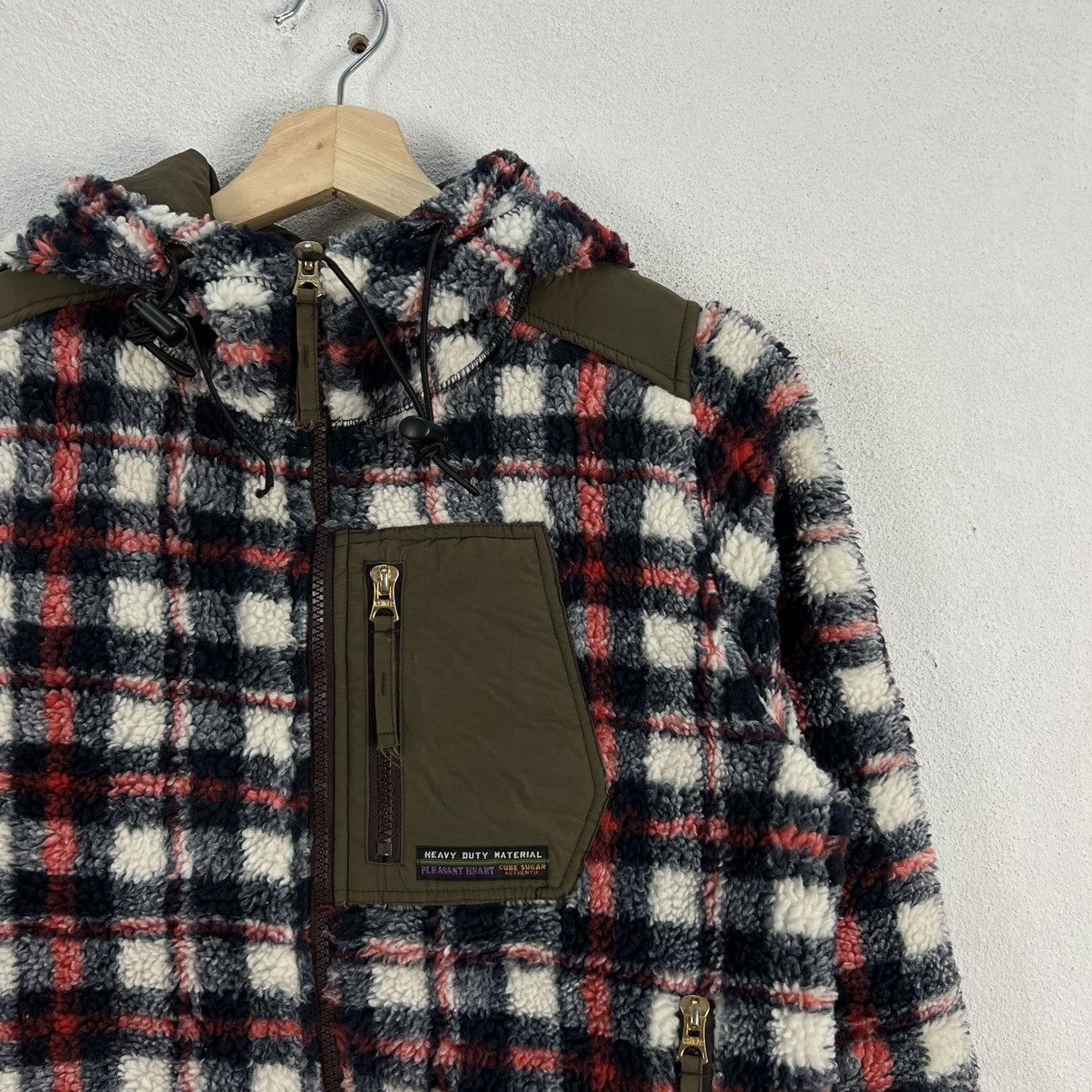 Japanese Brand RARE COLOUR CUBE SUGAR FLEECE JACKET TARTAN DESIGN Size US M / EU 48-50 / 2 - 5 Thumbnail