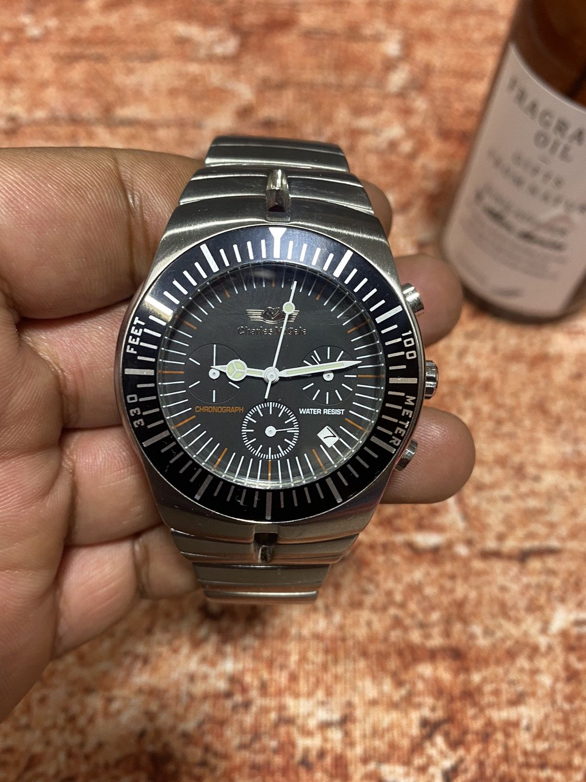 Hypebeast x Vintage Charles Vogele Mens Chronograph Quartz Watch in Silver