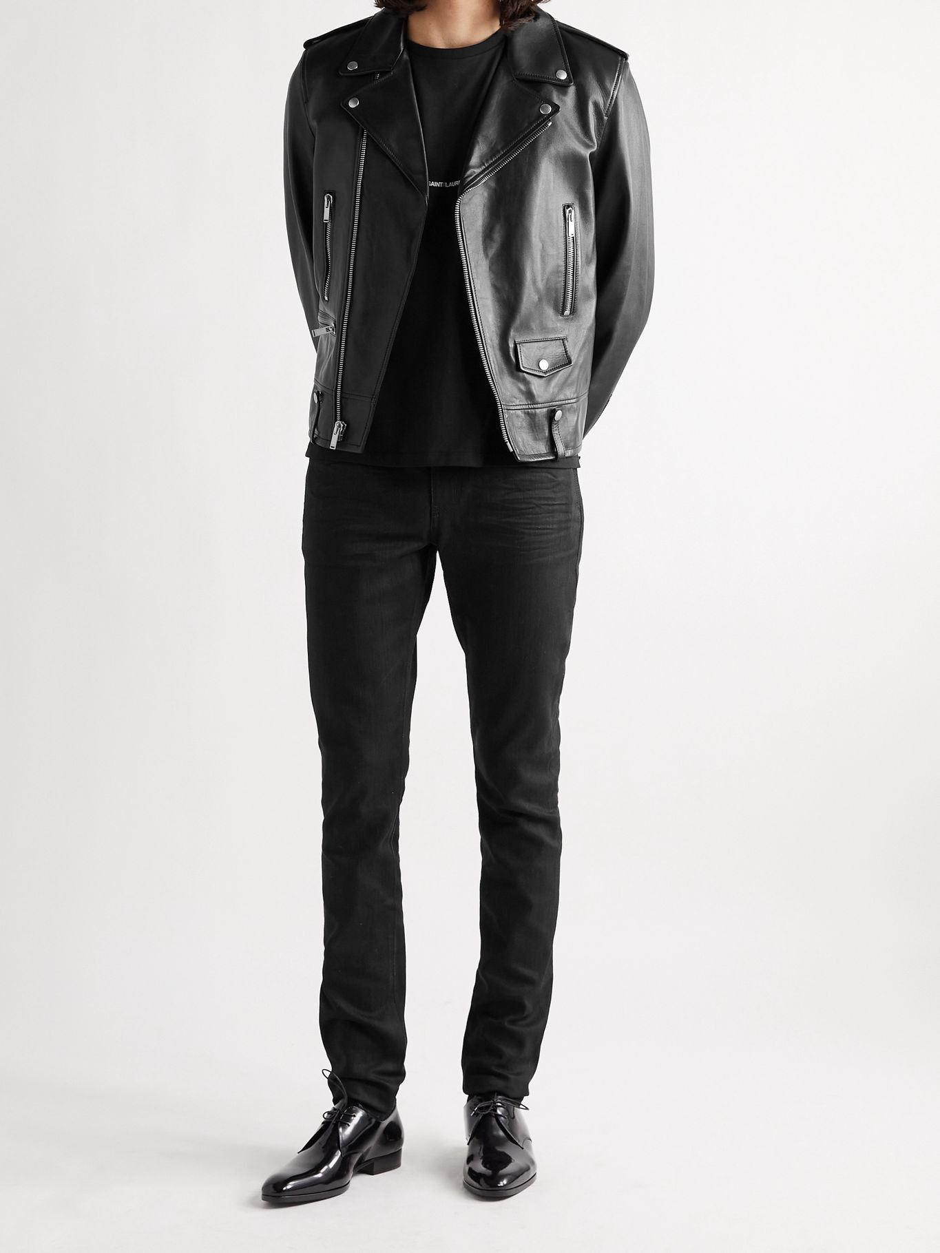 Hedi Slimane × Saint Laurent Paris Saint Laurent Motorcycle Jacket (IT 48, L01, Lambskin) Size US M / EU 48-50 / 2 - 2 Thumbnail