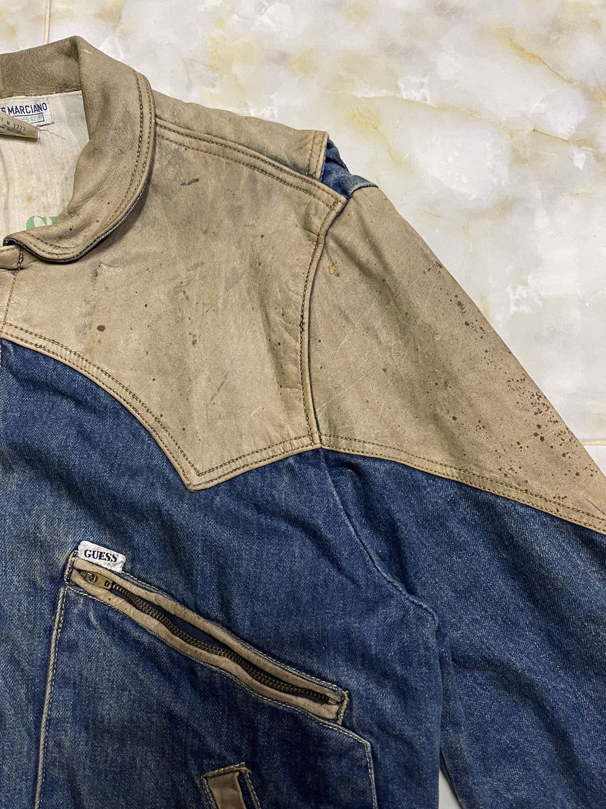 Georges Marciano 1986 G.MARCIANO DENIM LEATHER GUESS JACKET Size US S / EU 44-46 / 1 - 18 Thumbnail