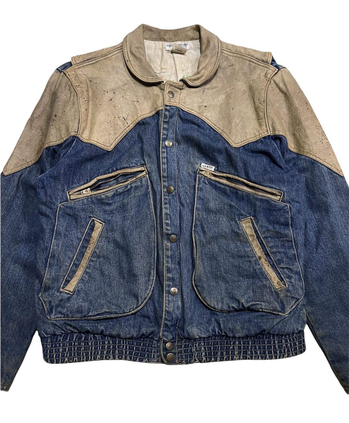 Georges Marciano 1986 G.MARCIANO DENIM LEATHER GUESS JACKET Size US S / EU 44-46 / 1 - 4 Thumbnail