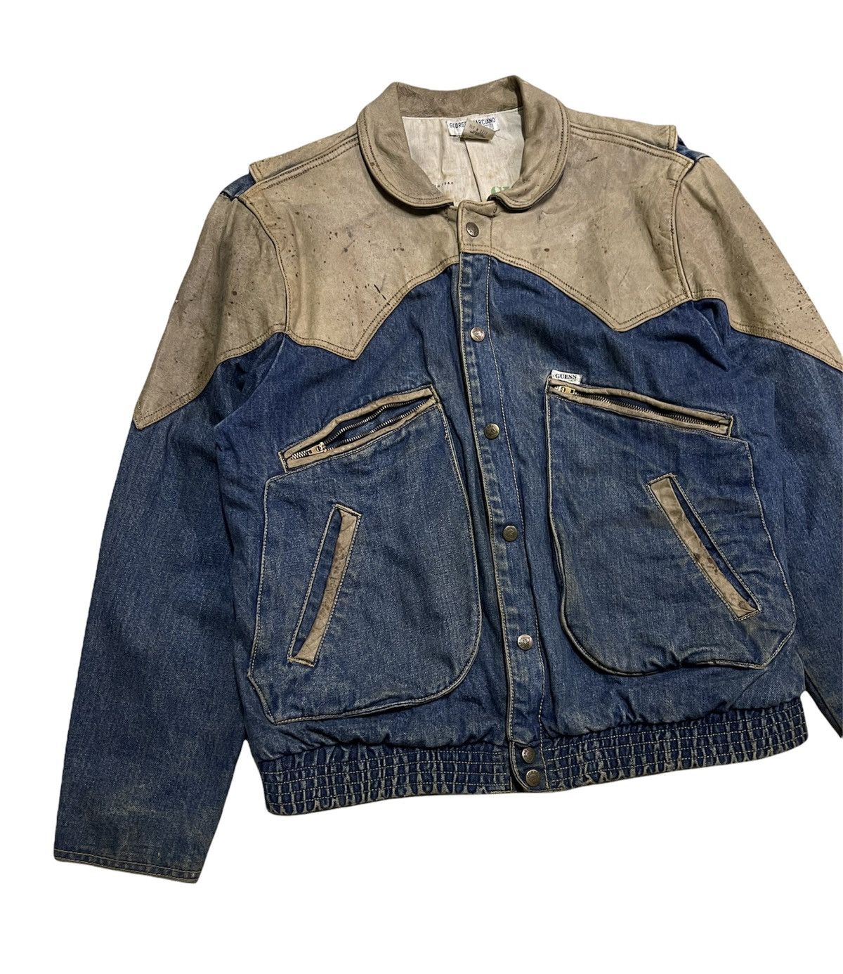 Georges Marciano 1986 G.MARCIANO DENIM LEATHER GUESS JACKET Size US S / EU 44-46 / 1 - 3 Thumbnail