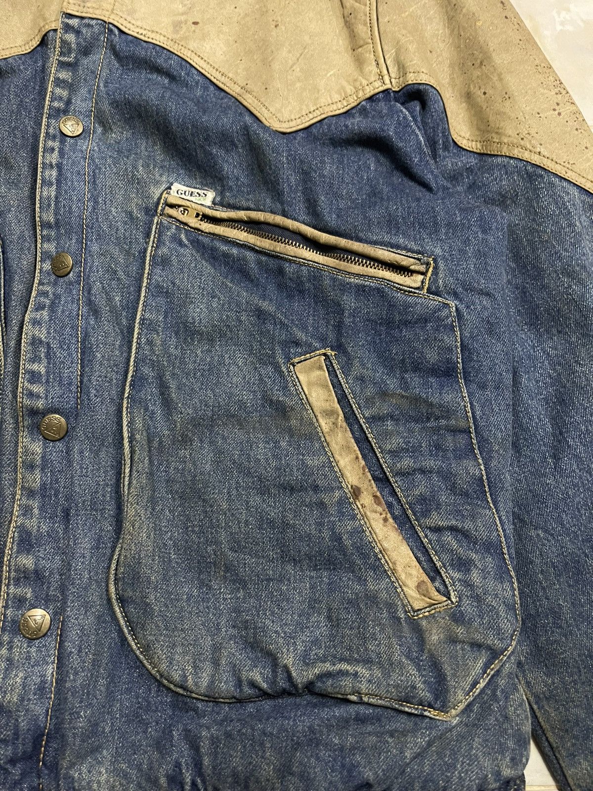 Georges Marciano 1986 G.MARCIANO DENIM LEATHER GUESS JACKET Size US S / EU 44-46 / 1 - 24 Thumbnail