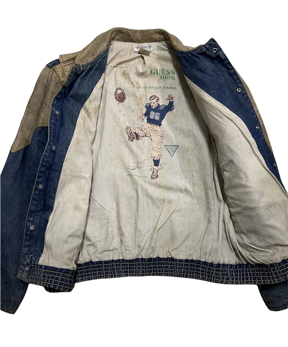 Georges Marciano 1986 G.MARCIANO DENIM LEATHER GUESS JACKET Size US S / EU 44-46 / 1 - 8 Thumbnail