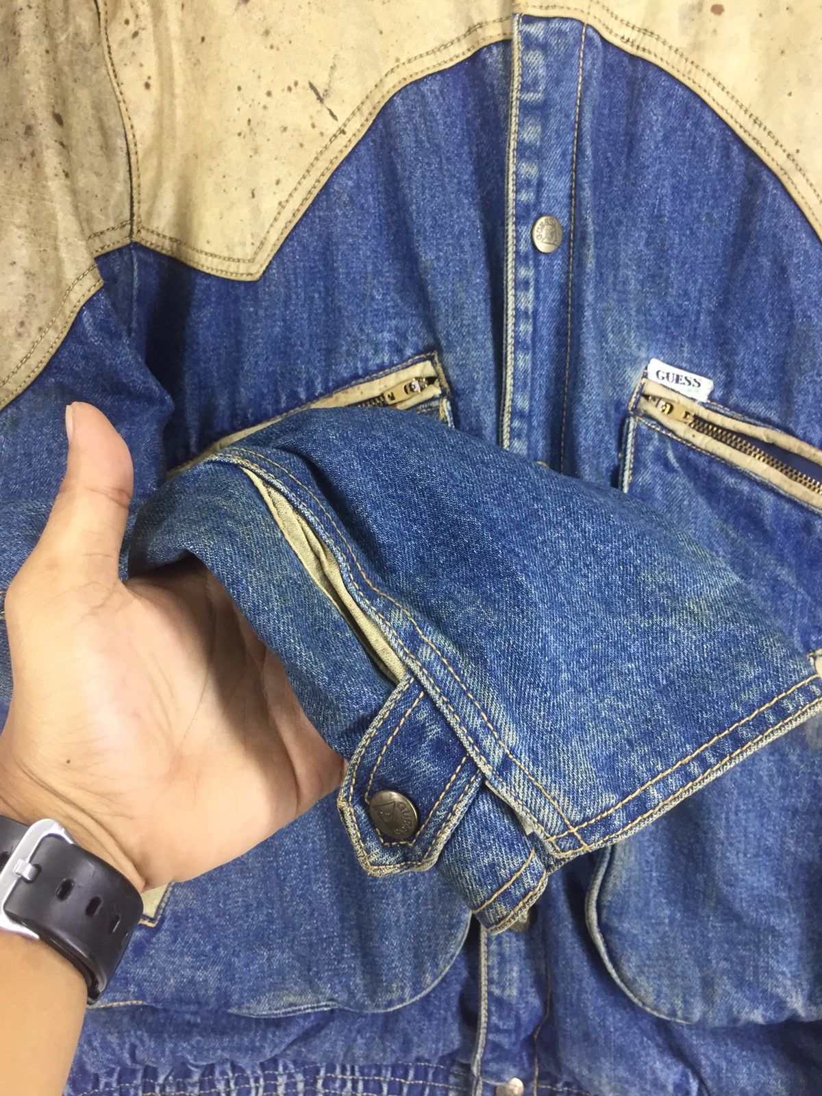 Georges Marciano 1986 G.MARCIANO DENIM LEATHER GUESS JACKET Size US S / EU 44-46 / 1 - 11 Thumbnail