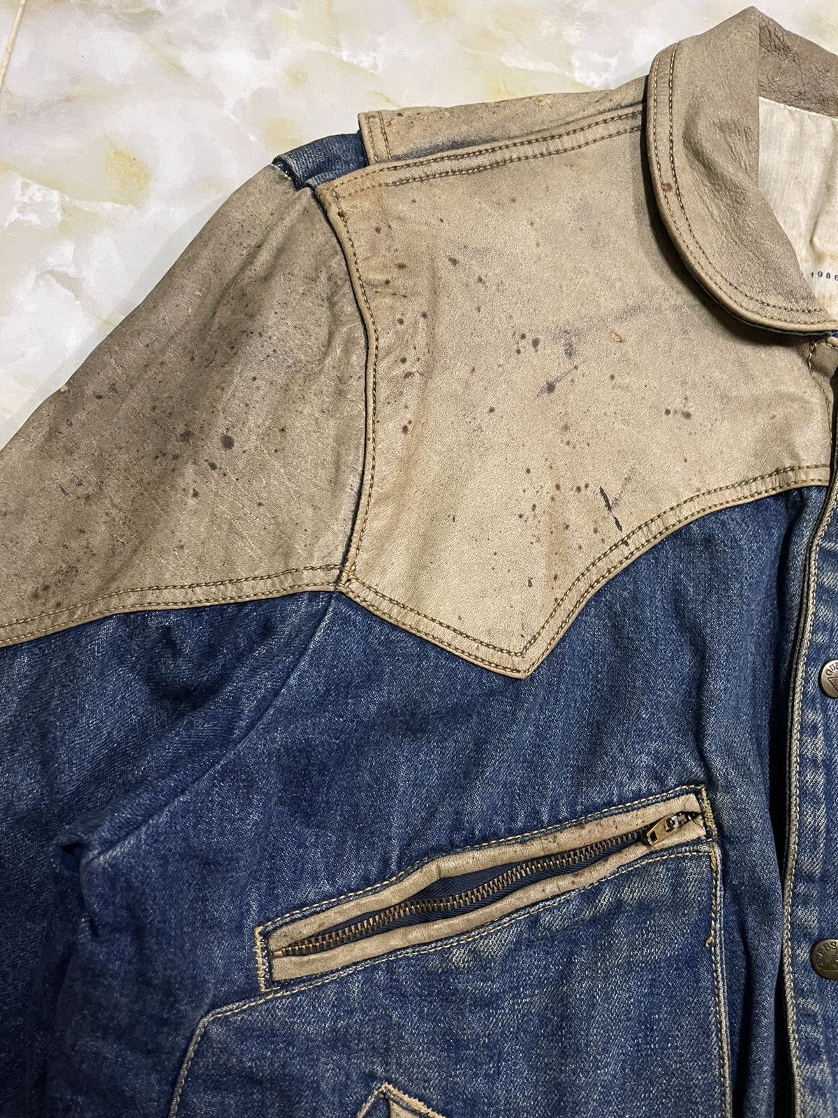 Georges Marciano 1986 G.MARCIANO DENIM LEATHER GUESS JACKET Size US S / EU 44-46 / 1 - 19 Thumbnail
