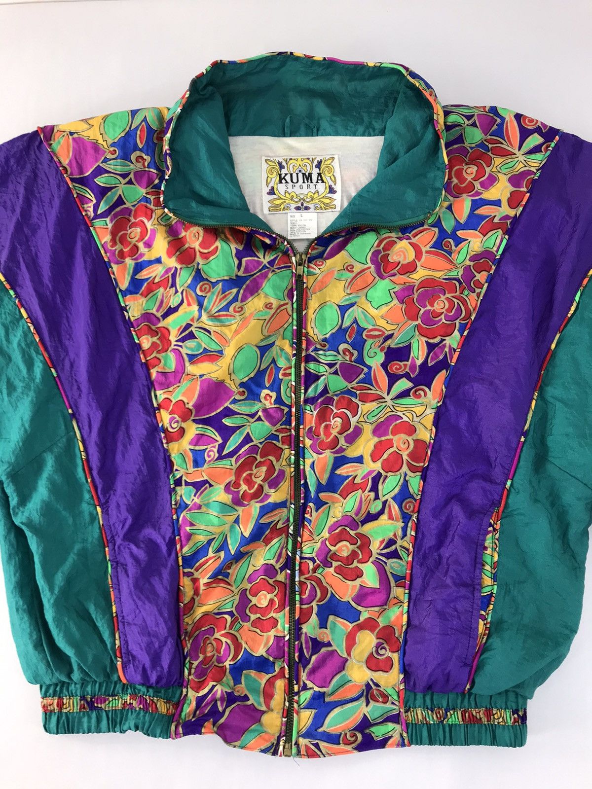 Japanese Brand × Vintage Kuma Sport Zipper Multi Colour Floral Bomber Style Size US L / EU 52-54 / 3 - 3 Thumbnail