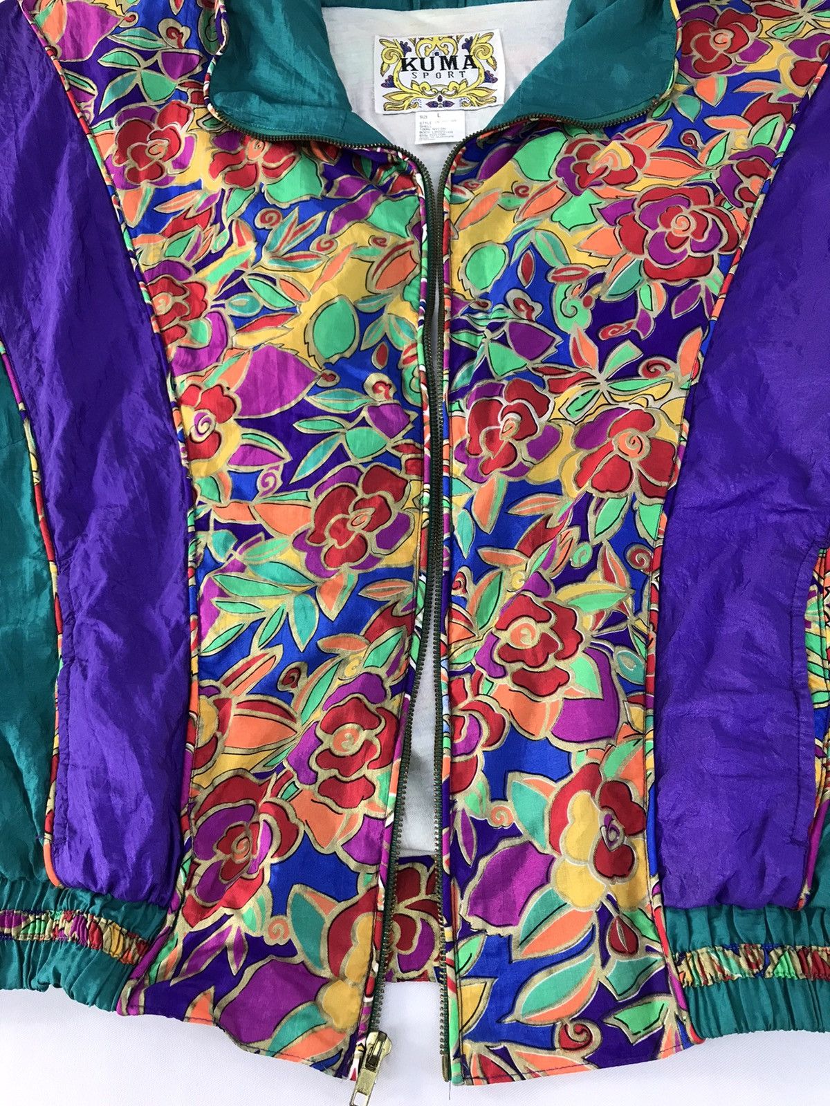 Japanese Brand × Vintage Kuma Sport Zipper Multi Colour Floral Bomber Style Size US L / EU 52-54 / 3 - 4 Thumbnail