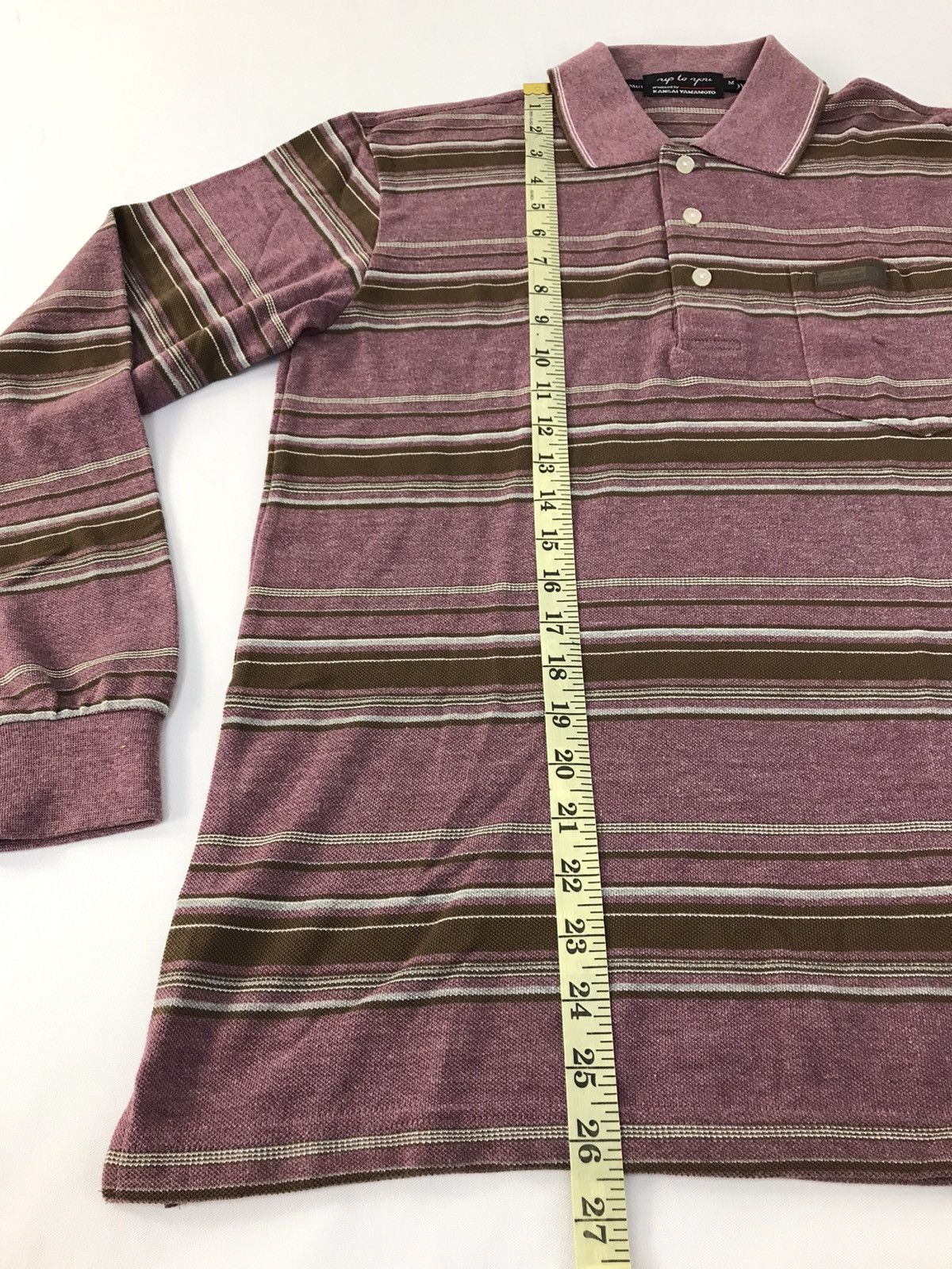 Japanese Brand × Kansai Yamamoto Up To You by Kansai Yamamoto Single Pocket Striped Polo Size US M / EU 48-50 / 2 - 9 Thumbnail