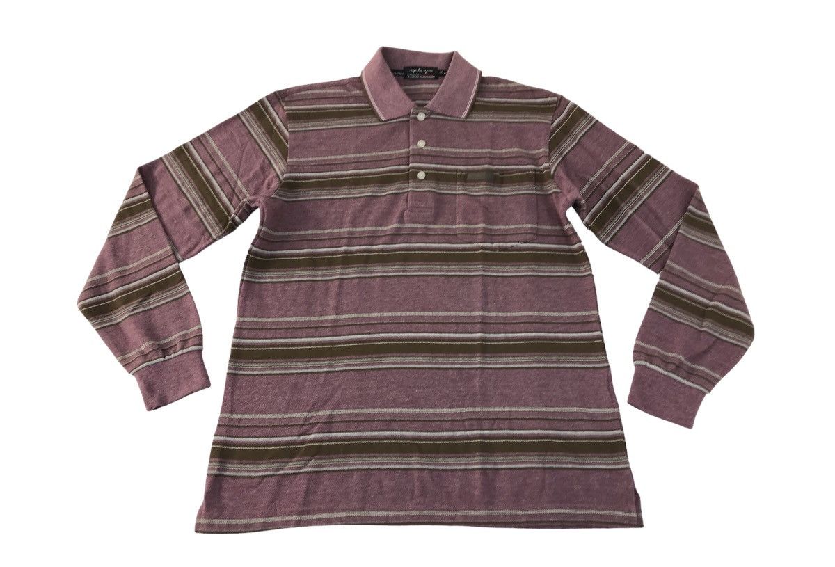 Japanese Brand × Kansai Yamamoto Up To You by Kansai Yamamoto Single Pocket Striped Polo Size US M / EU 48-50 / 2 - 1 Thumbnail