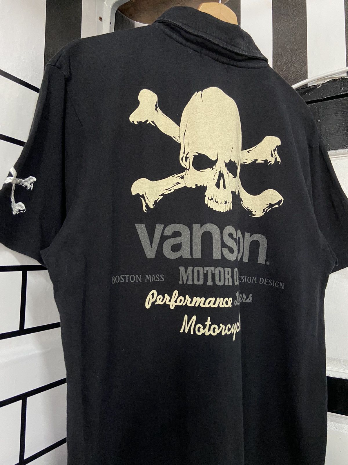 Vanson Leathers × Vintage Vintage Vanson Skull Crossbones Embroidered Polos Size US M / EU 48-50 / 2 - 12 Thumbnail