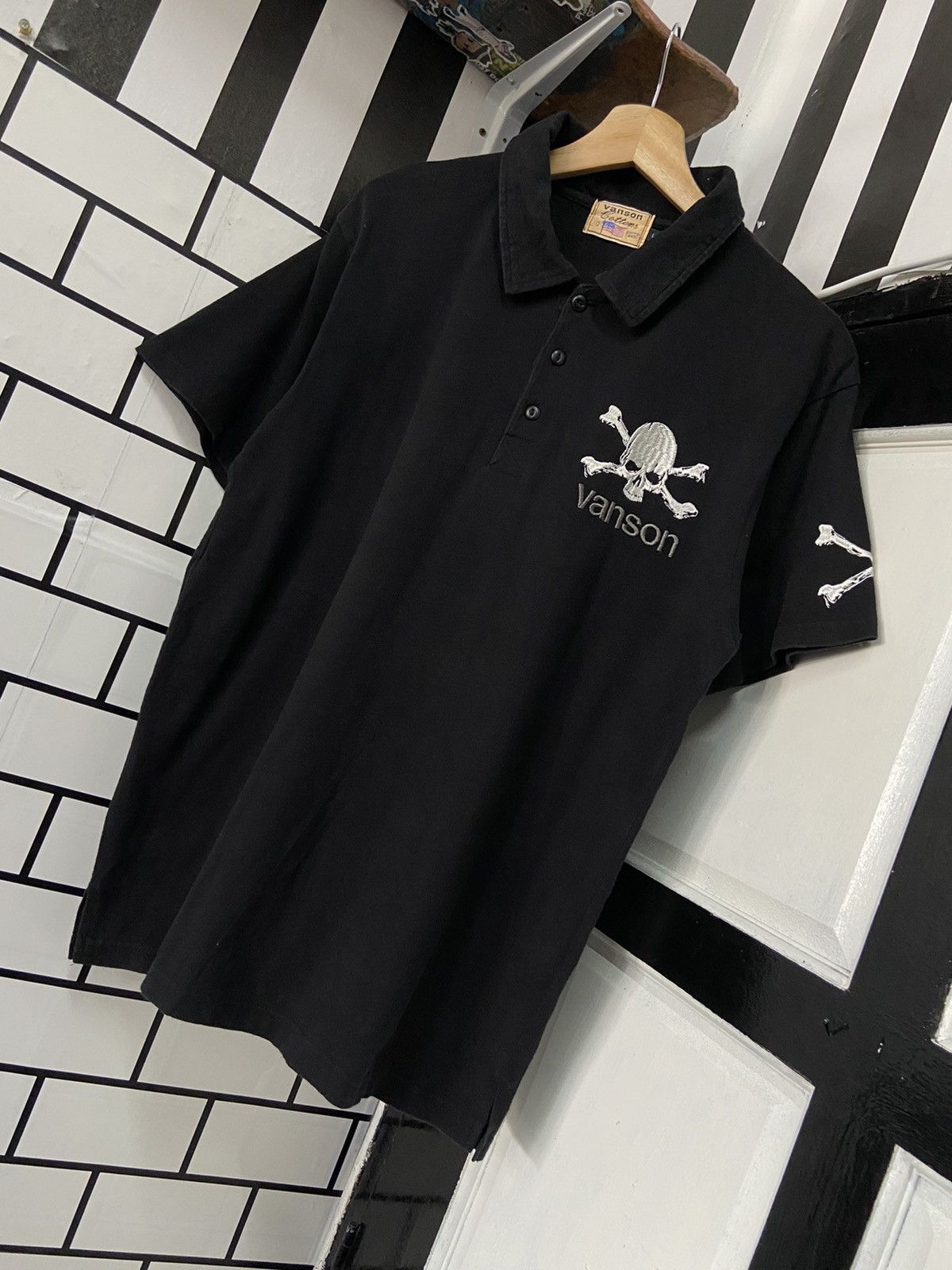 Vanson Leathers × Vintage Vintage Vanson Skull Crossbones Embroidered Polos Size US M / EU 48-50 / 2 - 3 Thumbnail