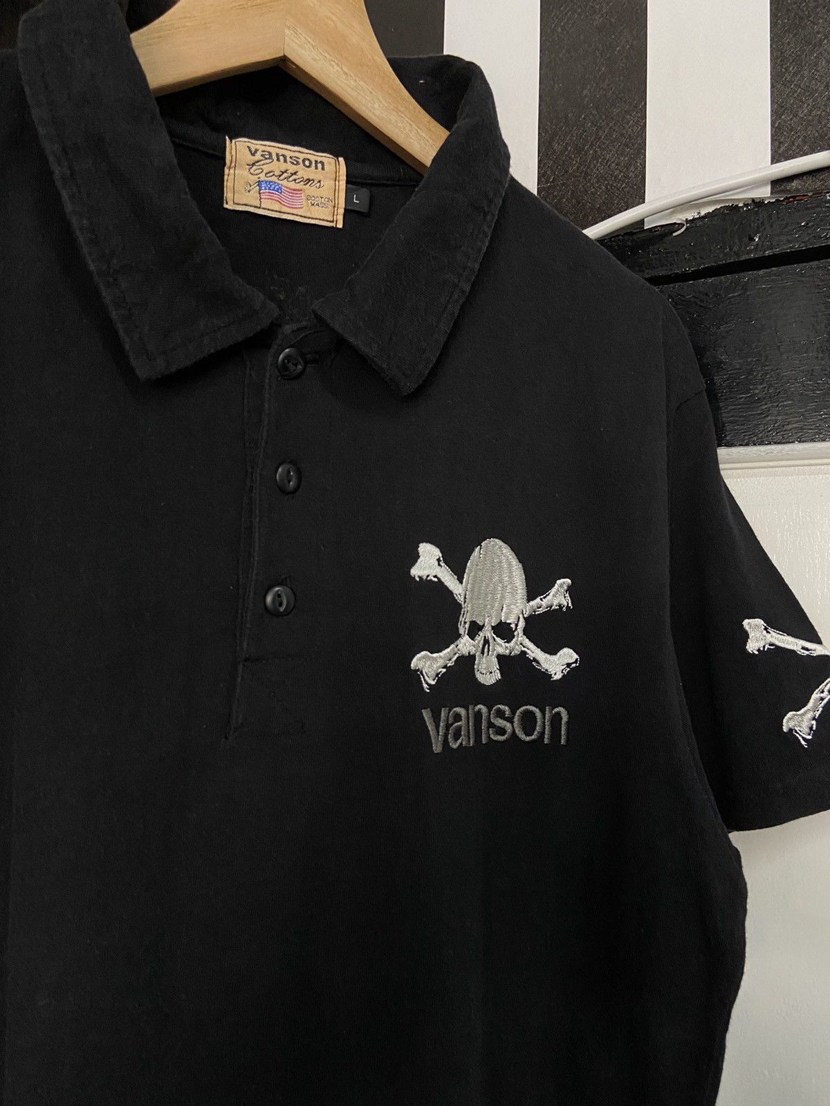 Vanson Leathers × Vintage Vintage Vanson Skull Crossbones Embroidered Polos Size US M / EU 48-50 / 2 - 5 Thumbnail