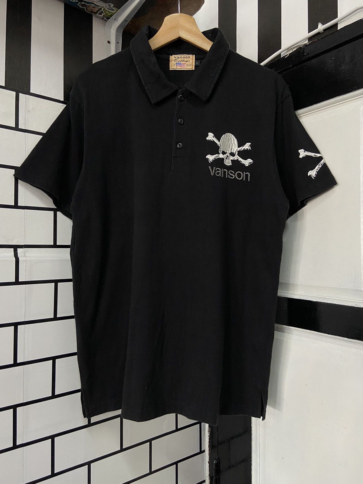 Vanson Leathers × Vintage Vintage Vanson Skull Crossbones Embroidered Polos Size US M / EU 48-50 / 2 - 2 Thumbnail