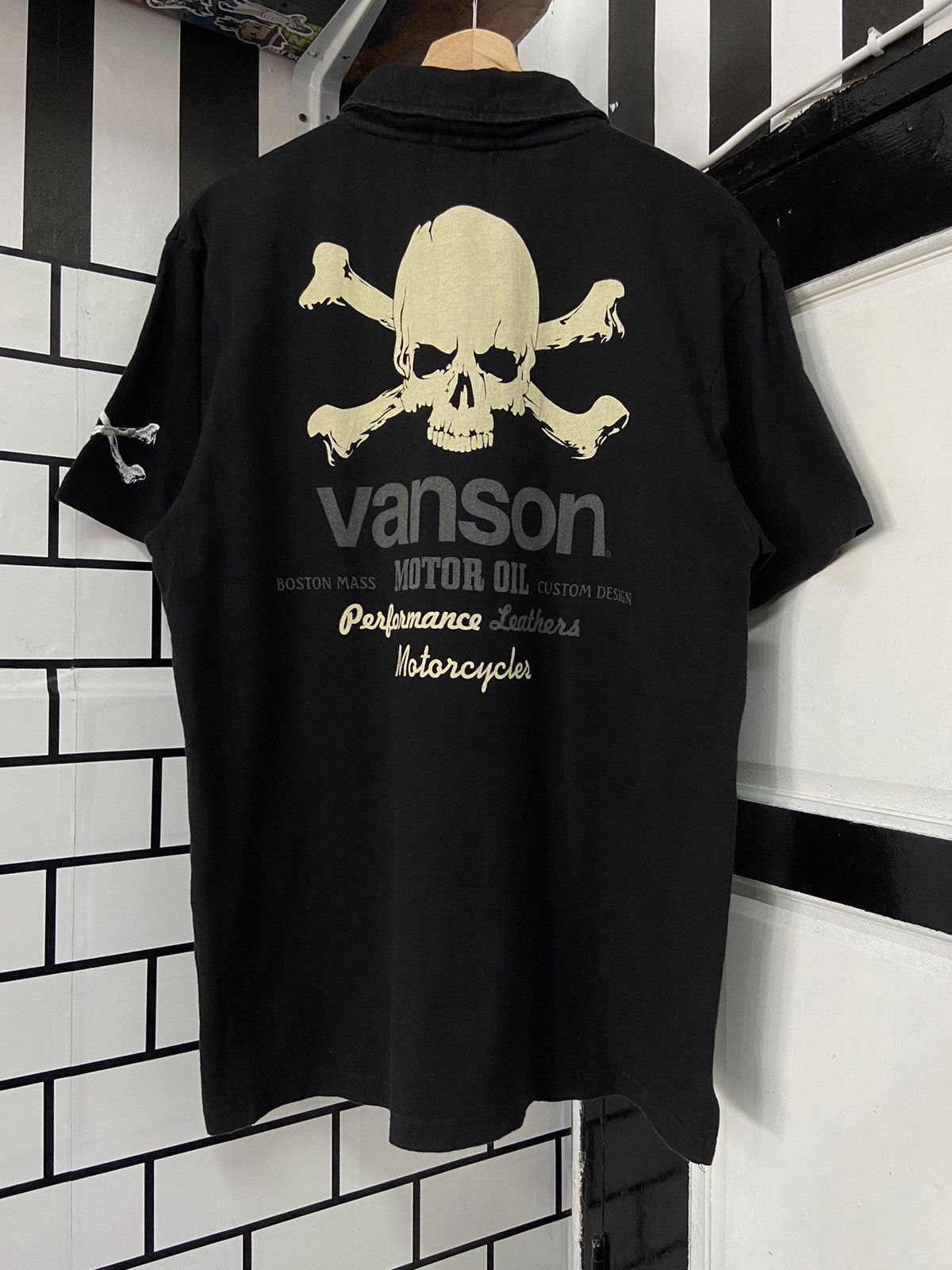 Vanson Leathers × Vintage Vintage Vanson Skull Crossbones Embroidered Polos Size US M / EU 48-50 / 2 - 1 Thumbnail