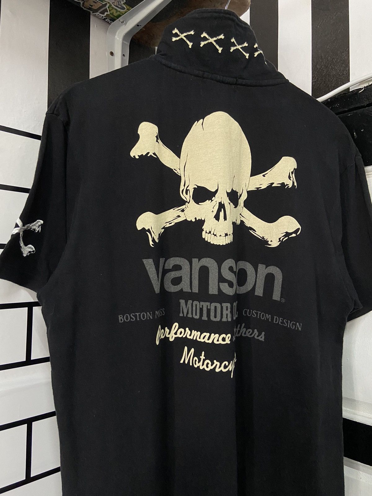 Vanson Leathers × Vintage Vintage Vanson Skull Crossbones Embroidered Polos Size US M / EU 48-50 / 2 - 14 Thumbnail