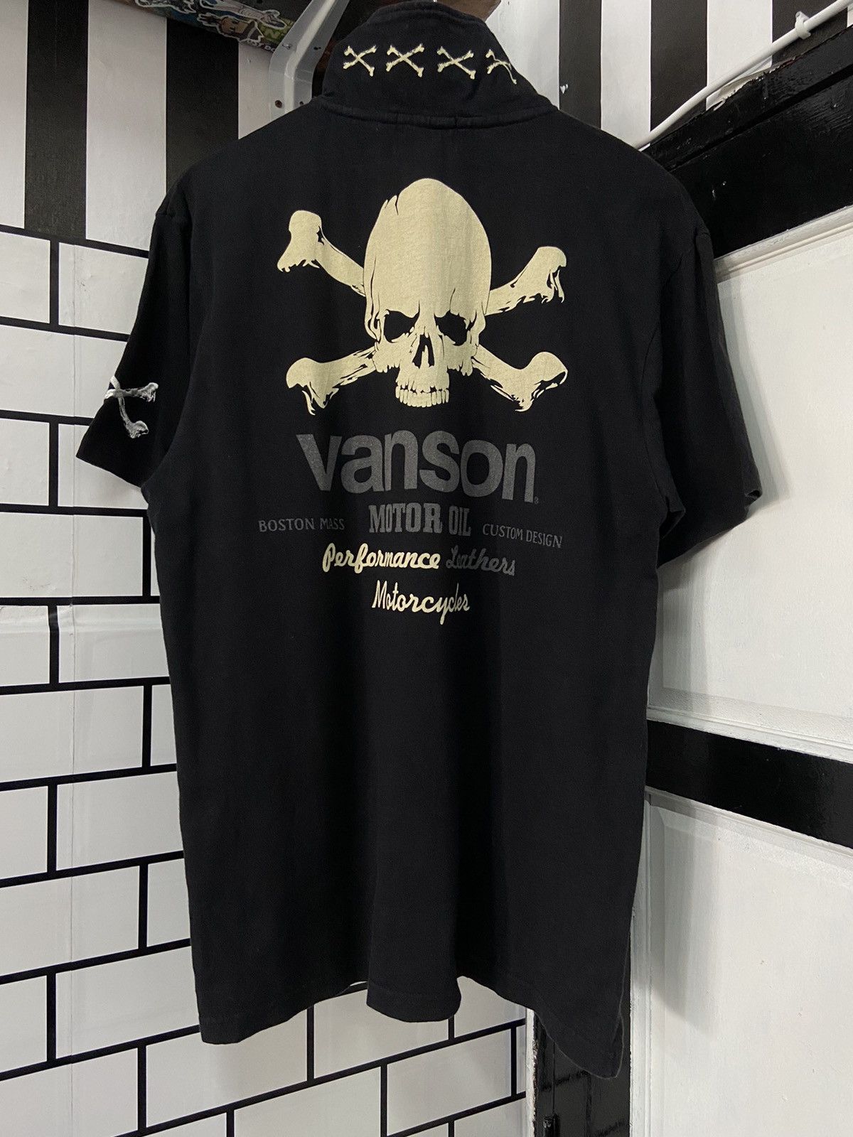 Vanson Leathers × Vintage Vintage Vanson Skull Crossbones Embroidered Polos Size US M / EU 48-50 / 2 - 13 Thumbnail