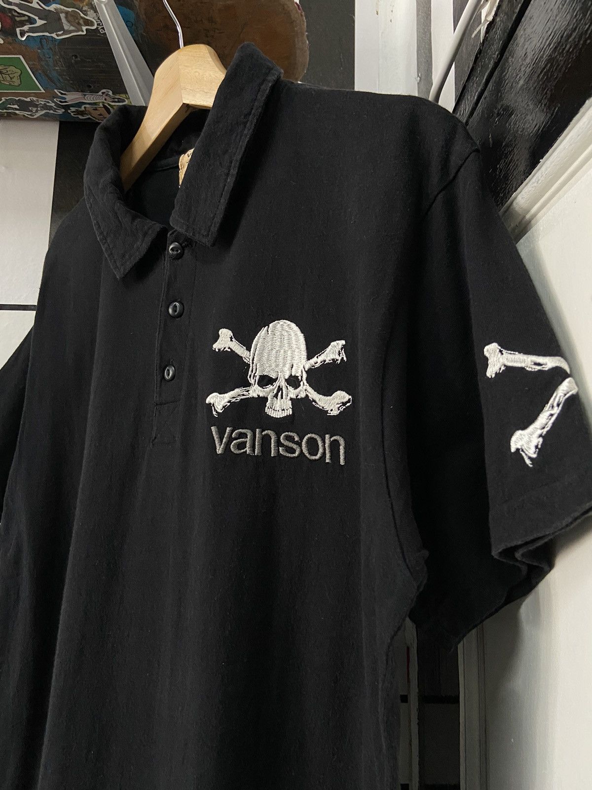Vanson Leathers × Vintage Vintage Vanson Skull Crossbones Embroidered Polos Size US M / EU 48-50 / 2 - 4 Thumbnail