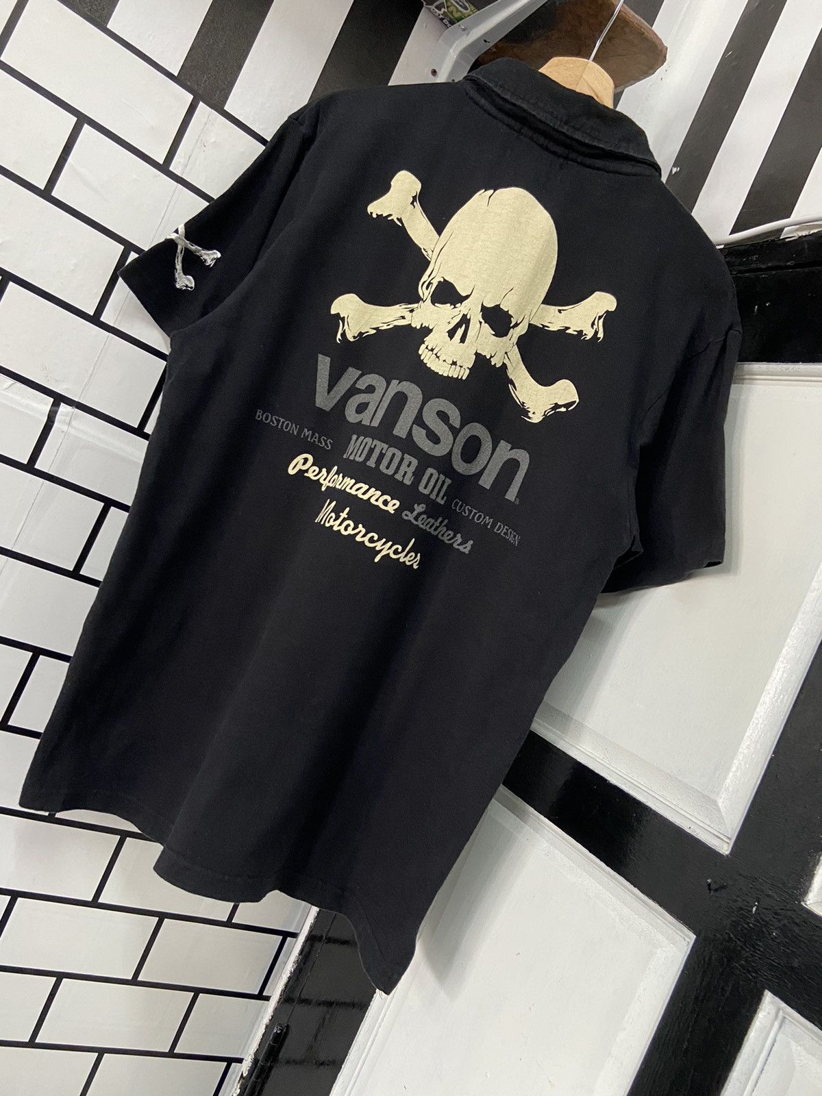 Vanson Leathers × Vintage Vintage Vanson Skull Crossbones Embroidered Polos Size US M / EU 48-50 / 2 - 11 Thumbnail
