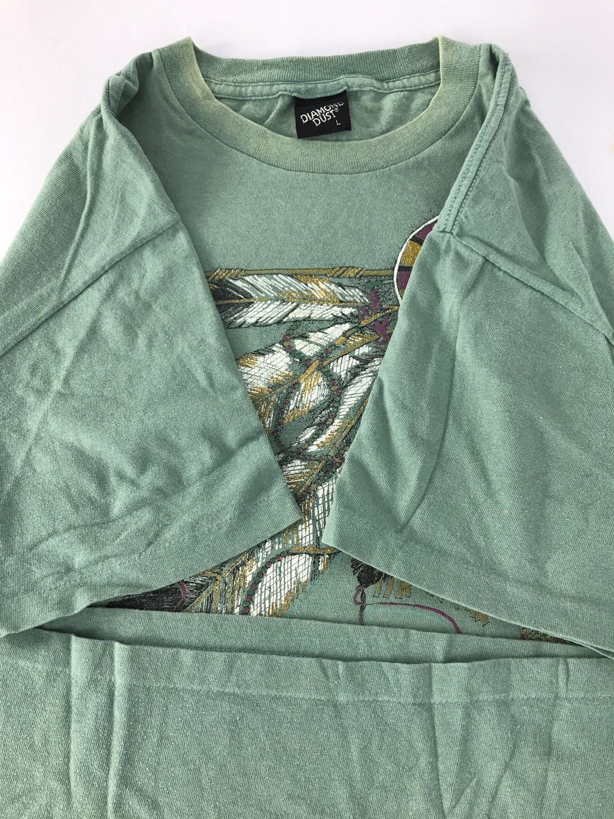 Vintage Diamond Dust Red Indian Feather Tee T-shirt Printed Size US L / EU 52-54 / 3 - 5 Thumbnail