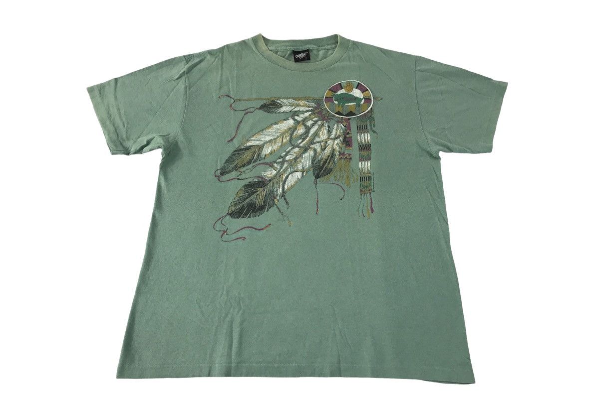 Vintage Diamond Dust Red Indian Feather Tee T-shirt Printed Size US L / EU 52-54 / 3 - 1 Thumbnail