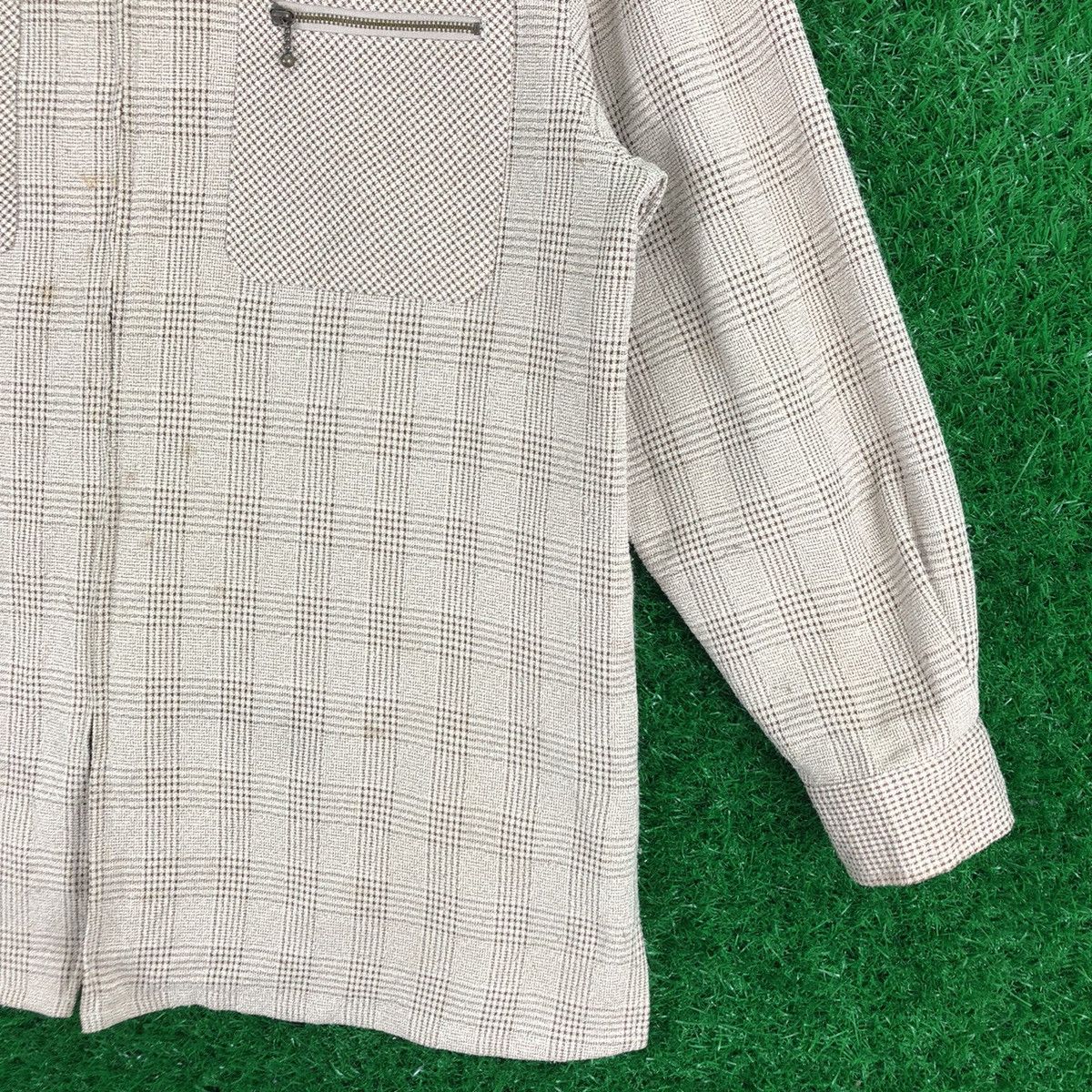Japanese Brand Vintage 80's Wool Zipper Jacket Tartan Check by Vinidiany Size M / US 6-8 / IT 42-44 - 3 Thumbnail