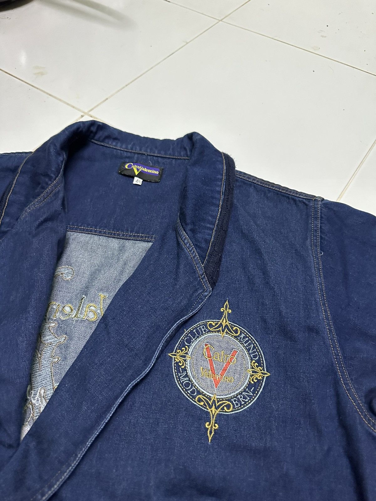 Other Calro Valentino shawl denim jacket Size US L / EU 52-54 / 3 - 3 Thumbnail